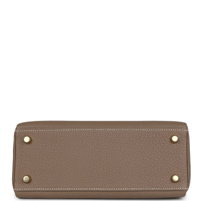 Hermes Kelly Retourne 25 Etoupe Togo Gold Hardware