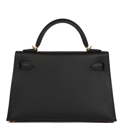 Hermes Kelly 20 Sellier Black Epsom Gold Hardware