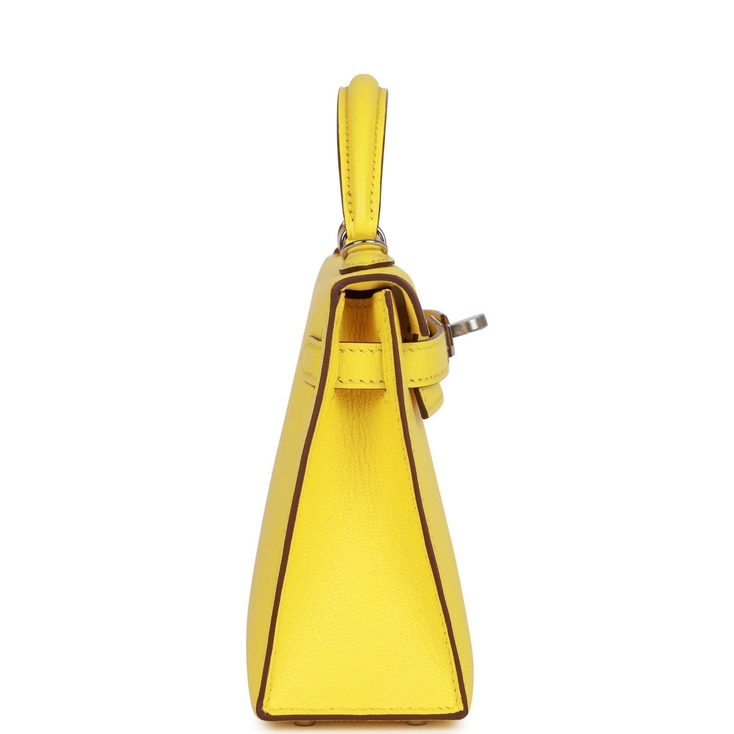 Hermes Kelly 20 Sellier Jaune Citron Chèvre Palladium Hardware