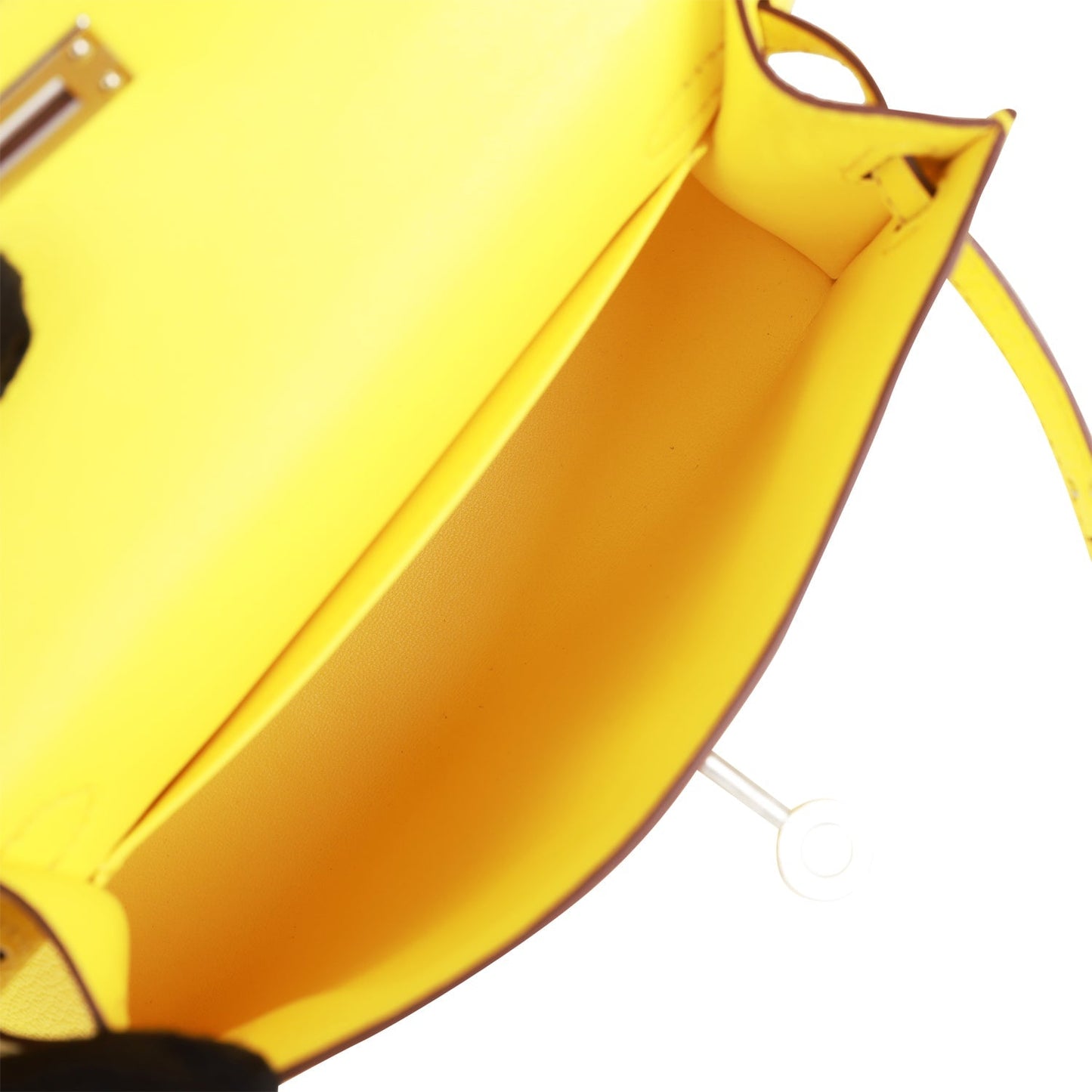 Hermes Kelly 20 Sellier Jaune Citron Chèvre Palladium Hardware