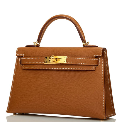 Hermes Kelly 20 Sellier Gold Epsom Gold Hardware