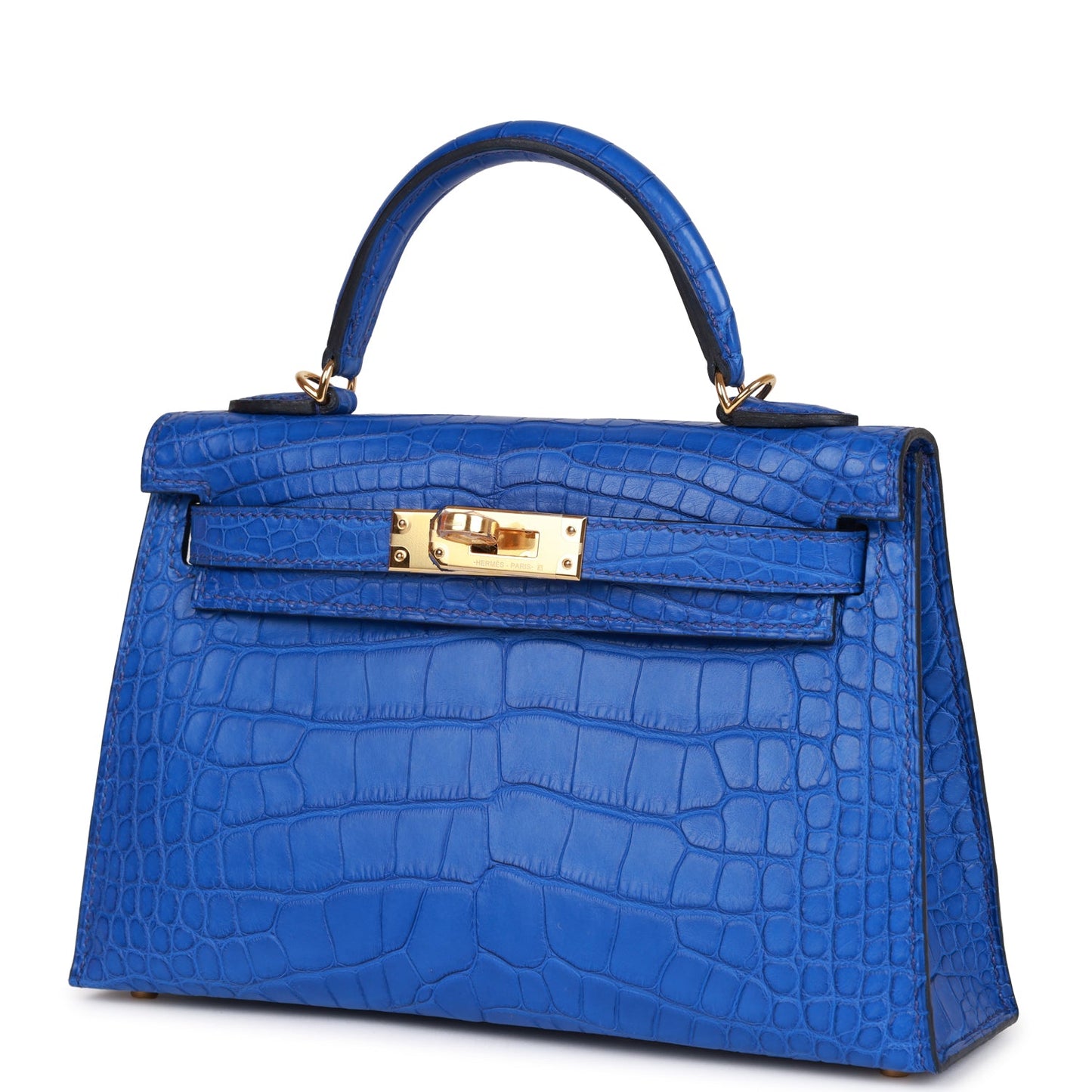 Hermes Kelly 20 Sellier Bleu Royal Matte Alligator Gold Hardware