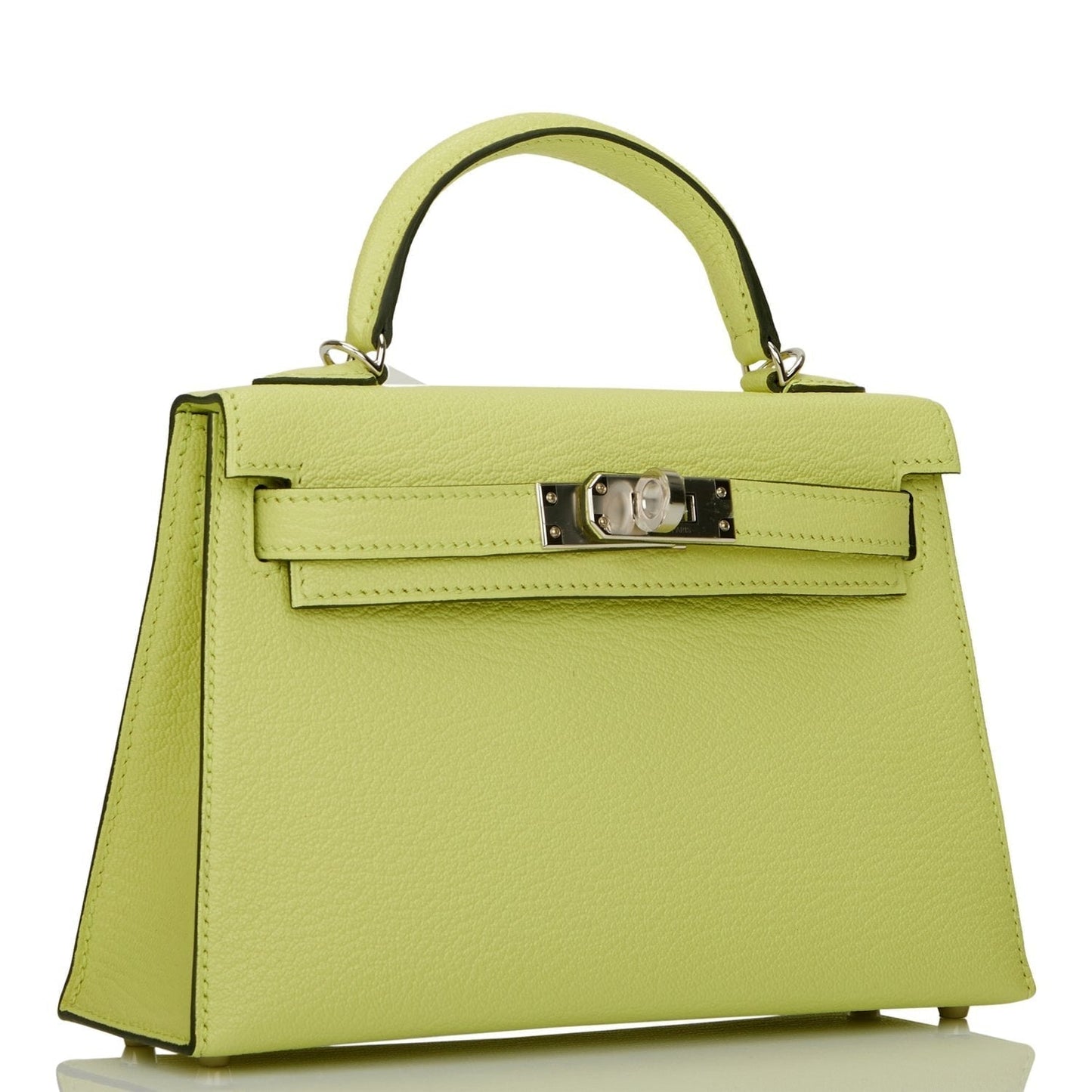 Hermes Kelly 20 Sellier Jaune Bourgeon Chevre Palladium Hardware