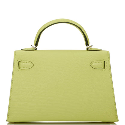 Hermes Kelly 20 Sellier Jaune Bourgeon Chevre Palladium Hardware