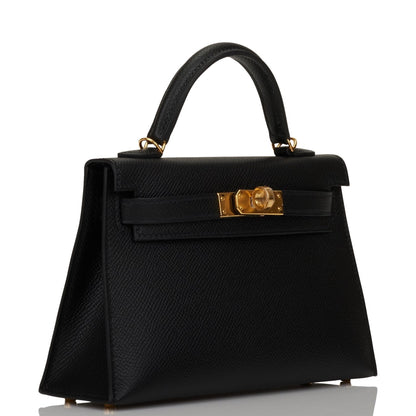 Hermes Kelly 20cm Sellier Black Epsom Gold Hardware