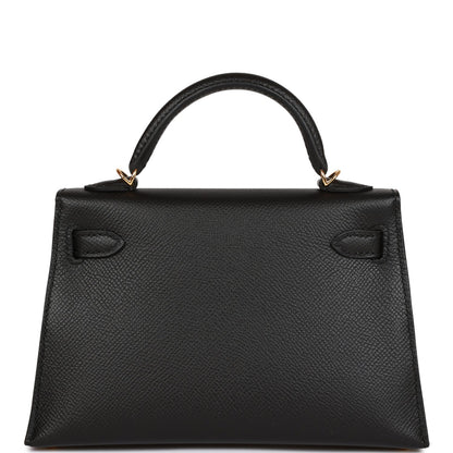Hermes Kelly 20 Sellier Black Epsom Gold Hardware