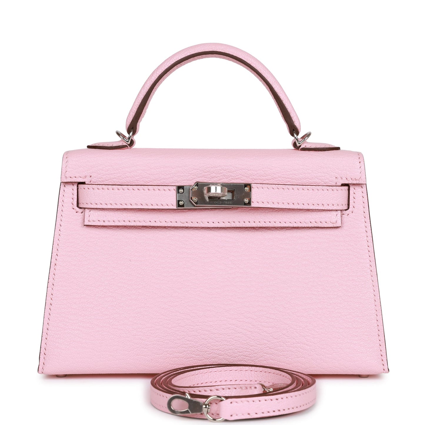 Hermes Kelly 20 Sellier Rose Sakura Chevre Palladium Hardware