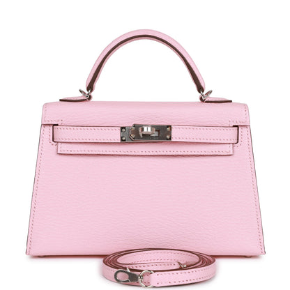 Hermes Kelly 20 Sellier Rose Sakura Chevre Palladium Hardware