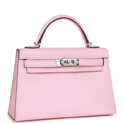 Hermes Kelly 20 Sellier Rose Sakura Chevre Palladium Hardware