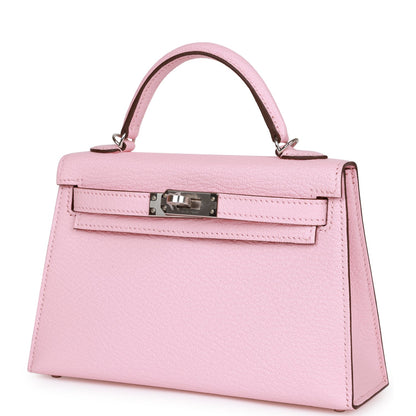 Hermes Kelly 20 Sellier Rose Sakura Chevre Palladium Hardware