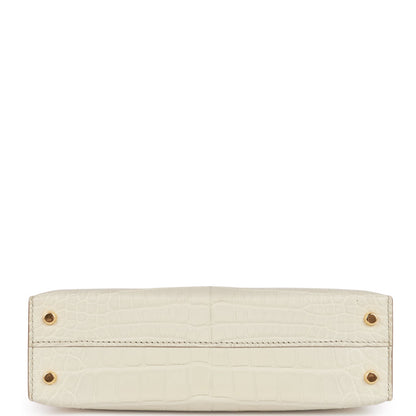 Hermes Kelly 20cm Sellier Beton Matte Alligator Gold Hardware