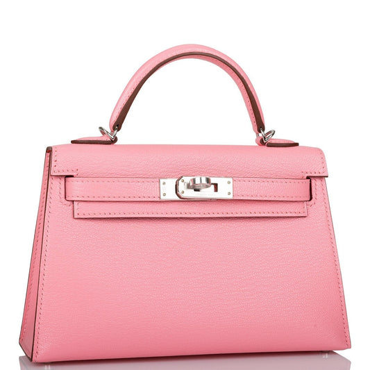 Hermes Kelly 20 Sellier Rose Confetti Verso Chevre Palladium Hardware