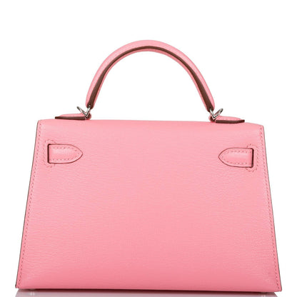 Hermes Kelly 20 Sellier Rose Confetti Verso Chevre Palladium Hardware