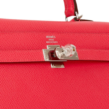 Hermes Kelly 25 Sellier Rose Extreme Epsom Palladium Hardware