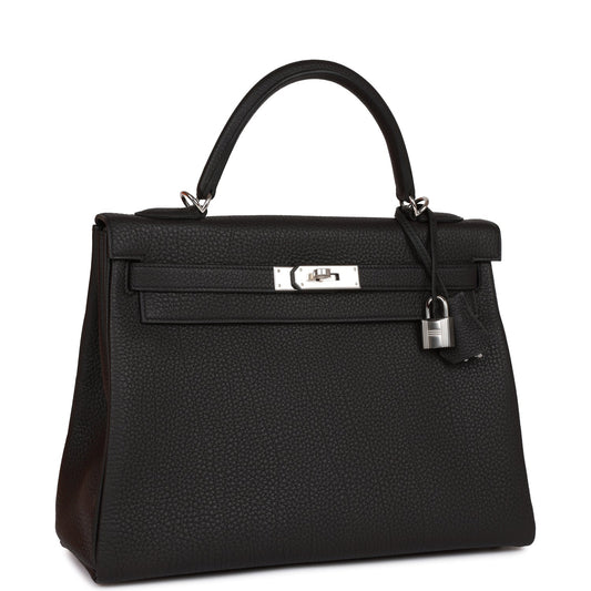 Hermes Kelly 32cm Retourne Black Togo Palladium Hardware