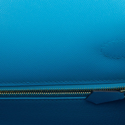 Hermes Kelly 28 Sellier Bleu Frida Epsom Gold Hardware