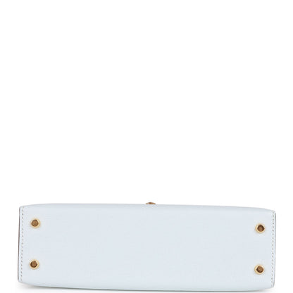 Hermes Kelly 20 Sellier Bleu Brume Chevre Gold Hardware