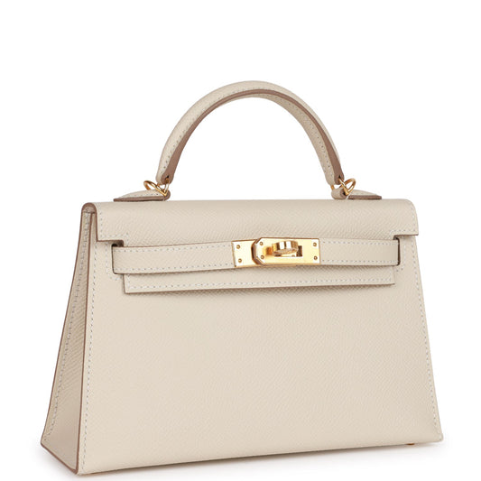 Hermes Kelly 20 Sellier Craie Epsom Gold Hardware