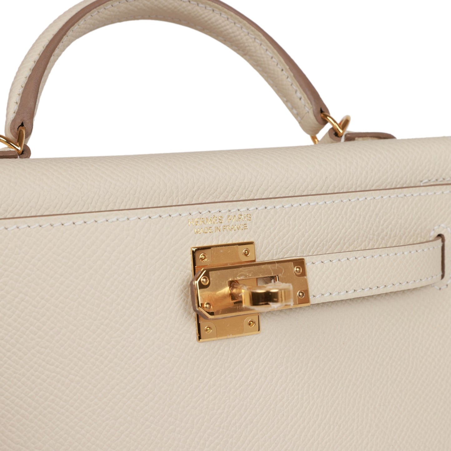 Hermes Kelly 20 Sellier Craie Epsom Gold Hardware