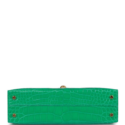 Hermes Kelly 20 Sellier Vert Jade Shiny Alligator Gold Hardware