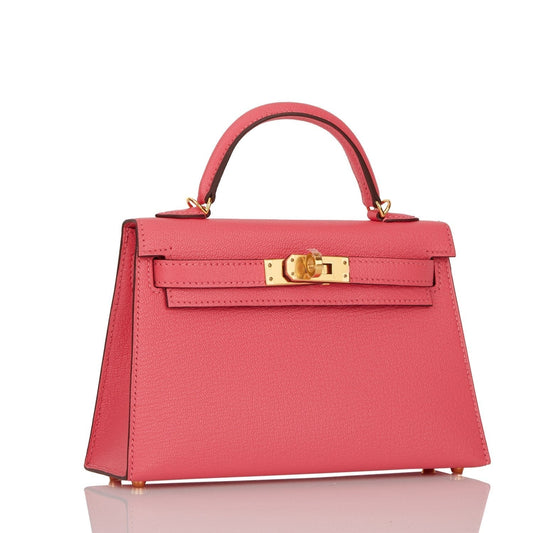 Hermes Kelly 20 Sellier Rose Lipstick Chevre Gold Hardware