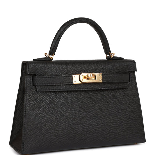 Hermes Kelly 20 Sellier Black Epsom Gold Hardware
