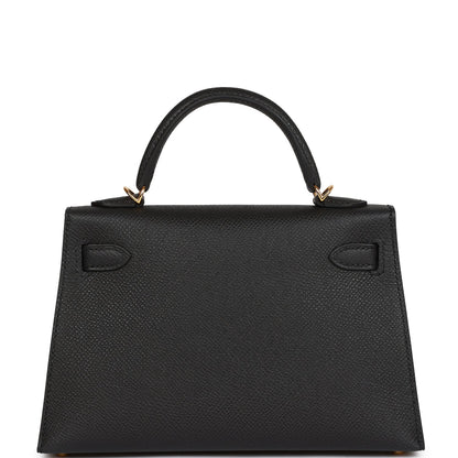 Hermes Kelly 20 Sellier Black Epsom Gold Hardware