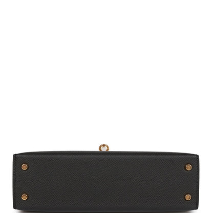 Hermes Kelly 20 Sellier Black Epsom Gold Hardware