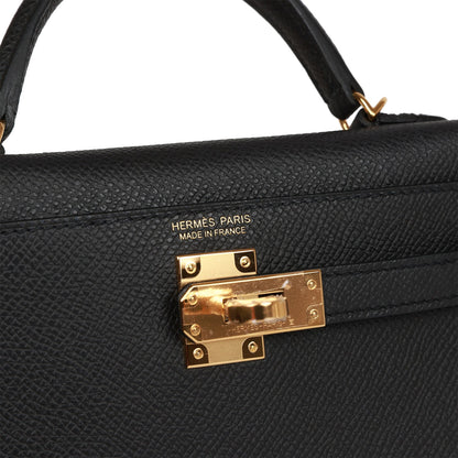 Hermes Kelly 20 Sellier Black Epsom Gold Hardware Deposit 1