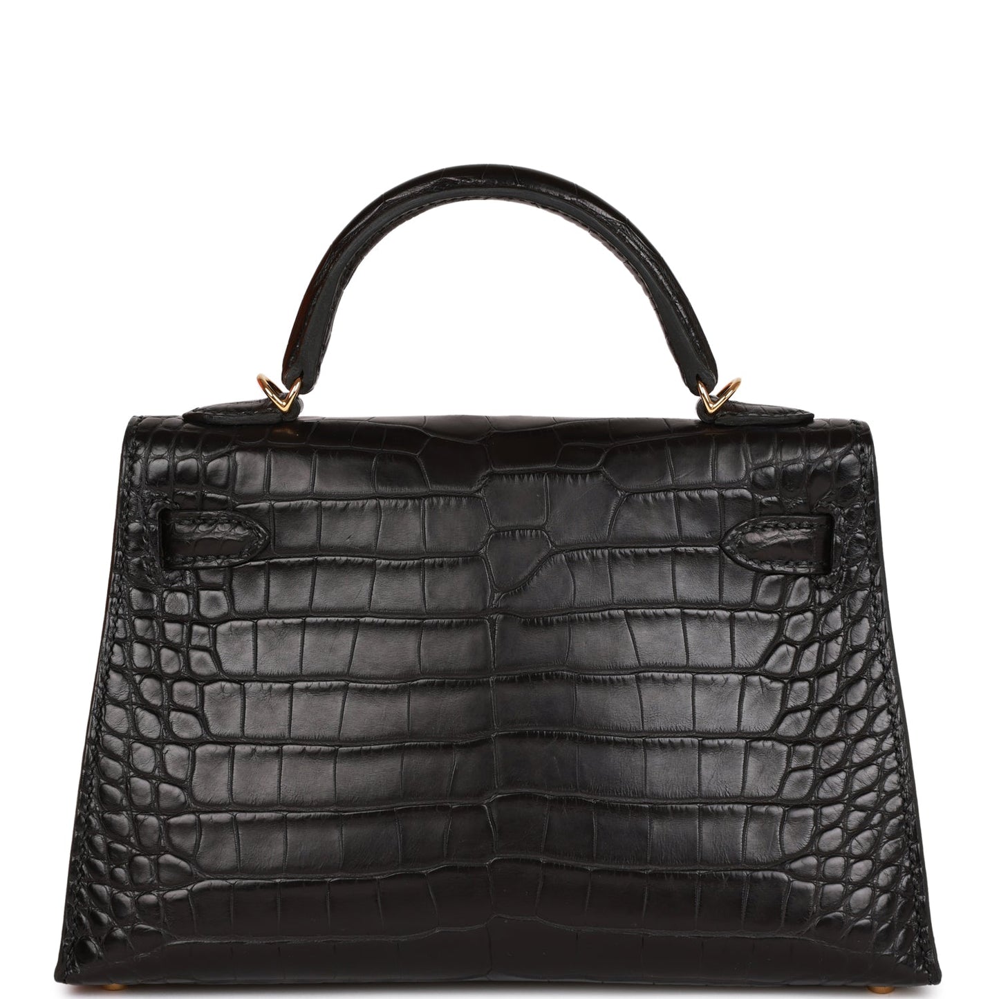 Hermes Kelly 20 Sellier Black Matte Alligator Gold Hardware