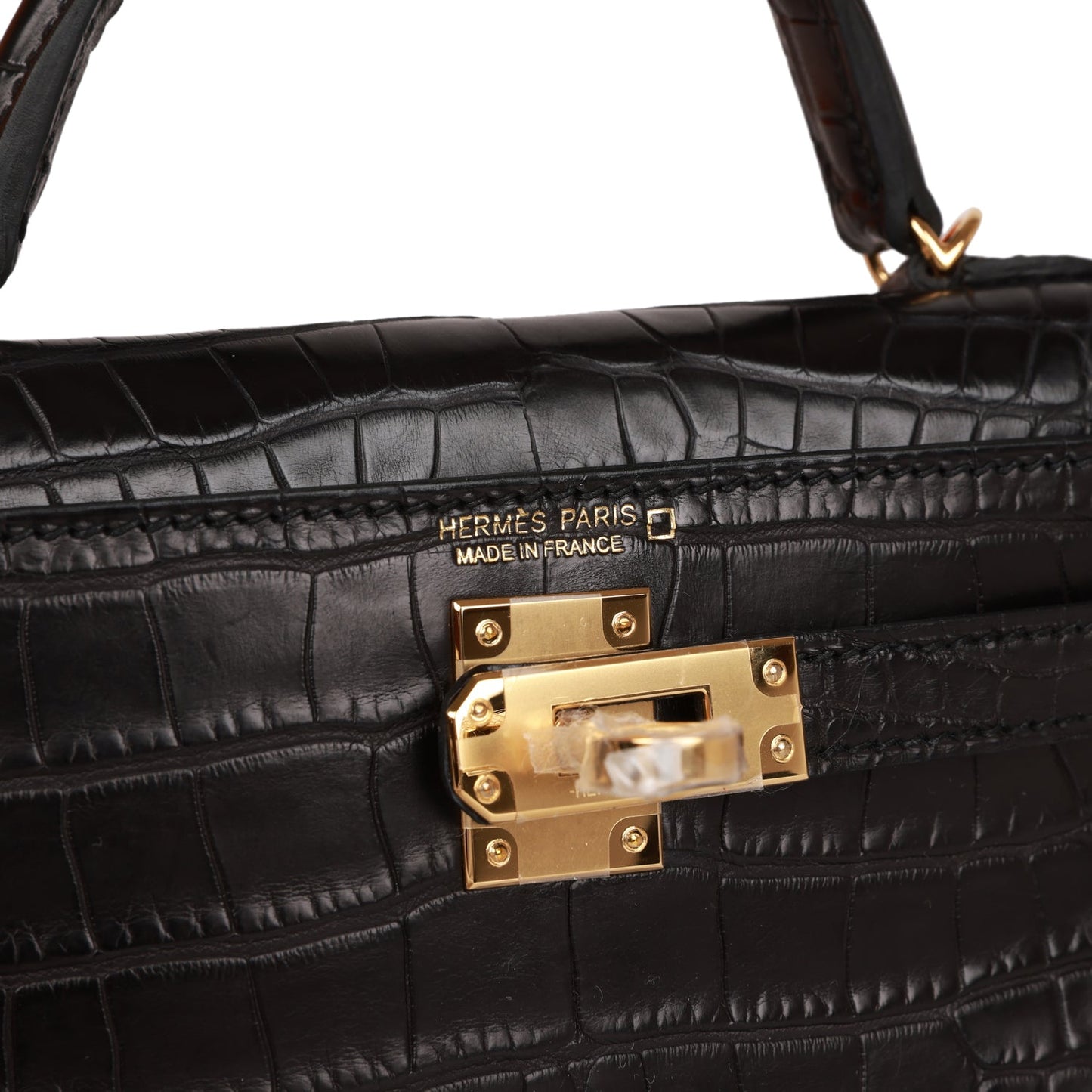 Hermes Kelly 20 Sellier Black Matte Alligator Gold Hardware