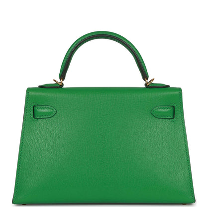 Hermes Kelly 20 Sellier Bambou Chevre Gold Hardware