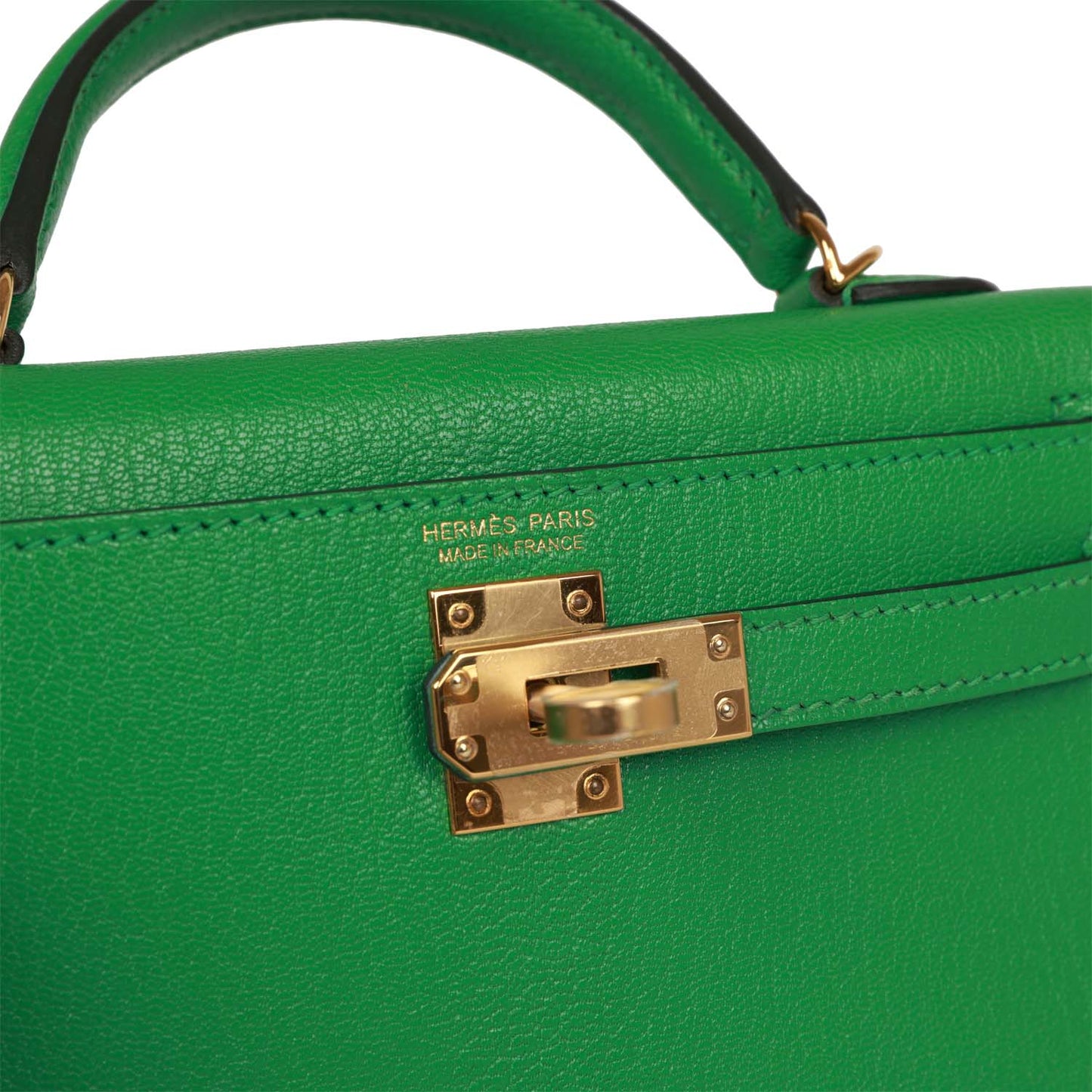 Hermes Kelly 20 Sellier Bambou Chevre Gold Hardware