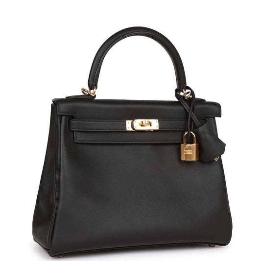 Hermes Kelly 25 Retourne Black Swift Gold Hardware