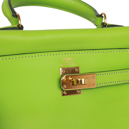 Hermes Kelly 20 Retourne Vert Cru Gulliver Gold Hardware