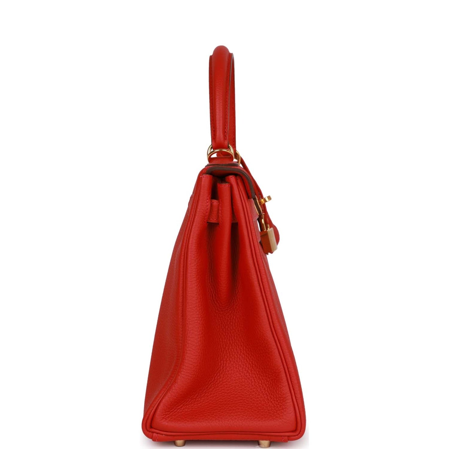 Pre-owned Hermes Kelly Retourne 28 Rouge Casaque Togo Gold Hardware