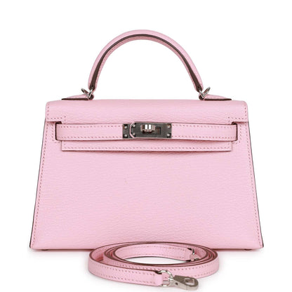 Hermes Kelly 20 Sellier Rose Sakura Chevre Palladium Hardware