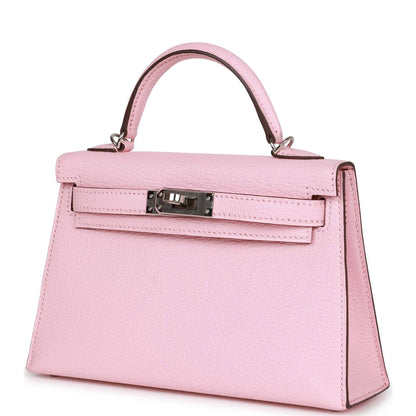 Hermes Kelly 20 Sellier Rose Sakura Chevre Palladium Hardware