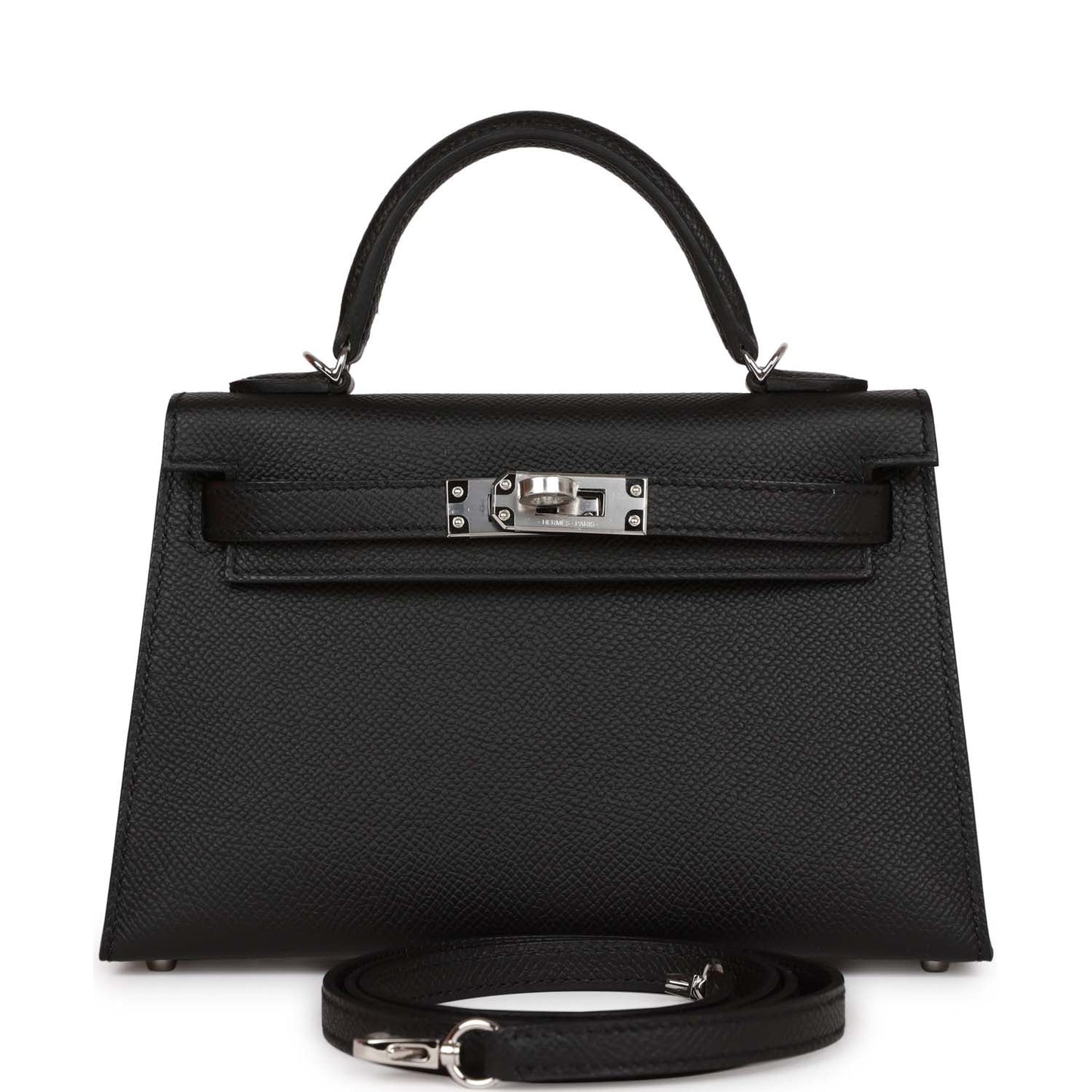 Hermes Kelly 20 Sellier Black Epsom Palladium Hardware