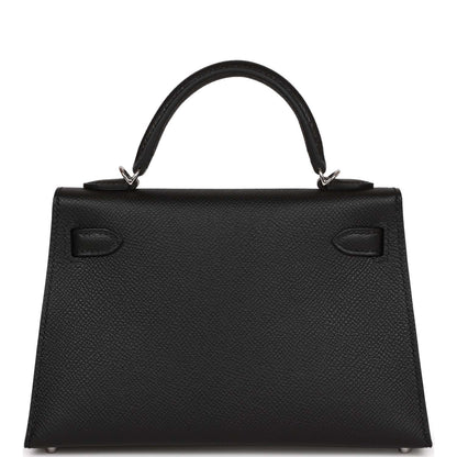 Hermes Kelly 20 Sellier Black Epsom Palladium Hardware