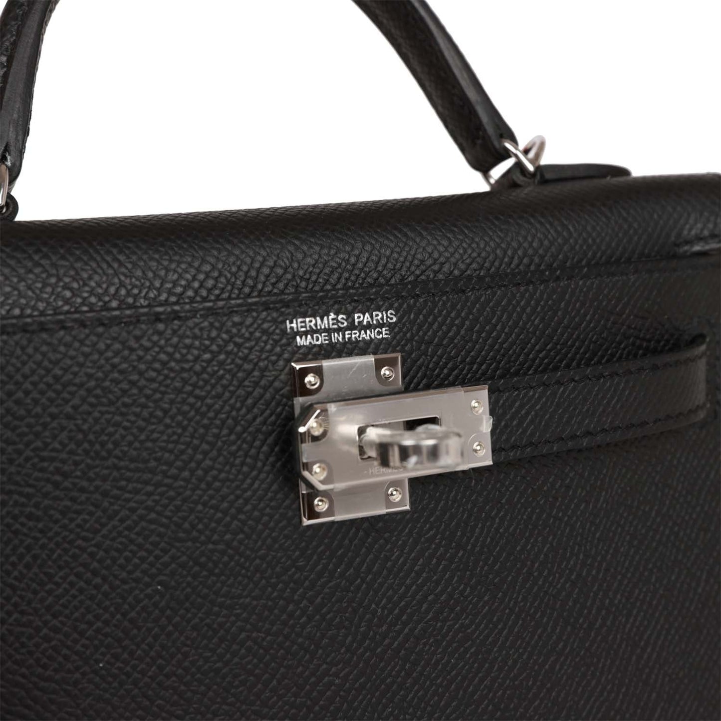 Hermes Kelly 20 Sellier Black Epsom Palladium Hardware