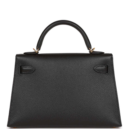 Hermes Kelly 20 Sellier Black Epsom Gold Hardware