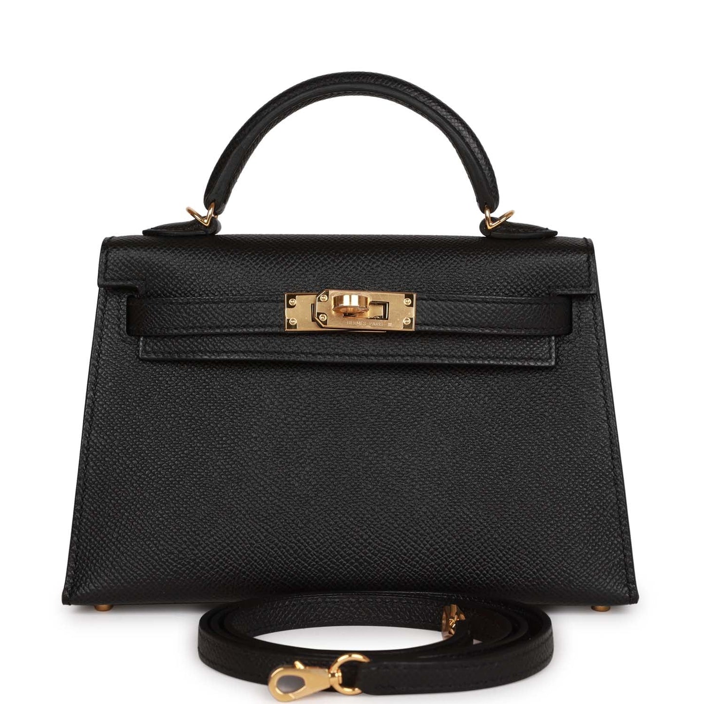 Hermes Kelly 20 Sellier Black Epsom Gold Hardware