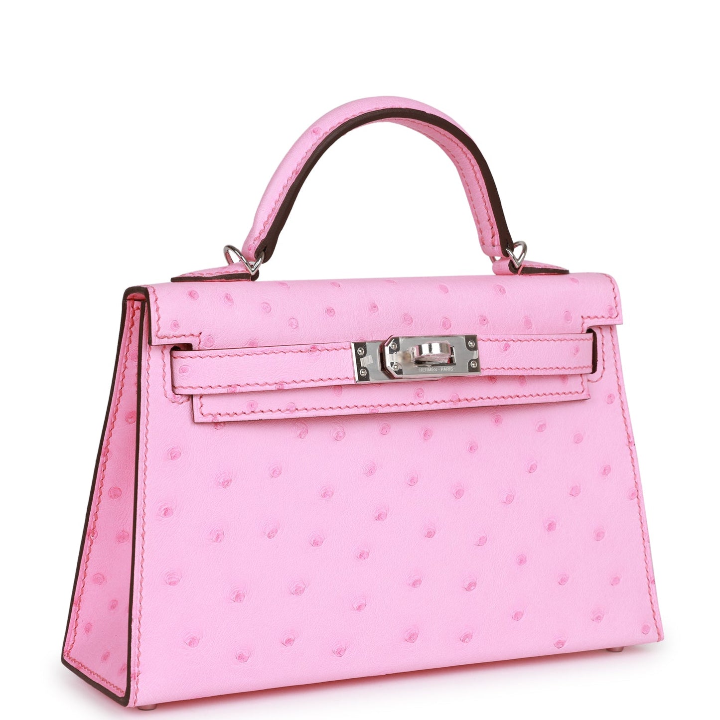 Hermes Kelly 20 Sellier Bubblegum Ostrich Palladium Hardware