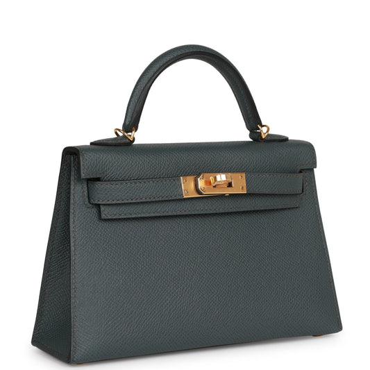 Hermes Kelly 20 Sellier Bleu Orage Epsom Gold Hardware