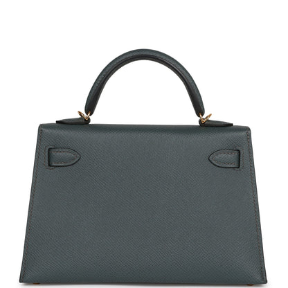 Hermes Kelly 20 Sellier Bleu Orage Epsom Gold Hardware