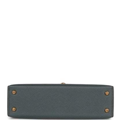 Hermes Kelly 20 Sellier Bleu Orage Epsom Gold Hardware