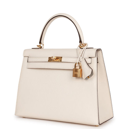 Hermes Special Order (HSS) Kelly Sellier 25 Nata Verso Chevre Gold Hardware