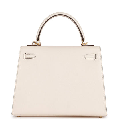 Hermes Special Order (HSS) Kelly Sellier 25 Nata Verso Chevre Gold Hardware