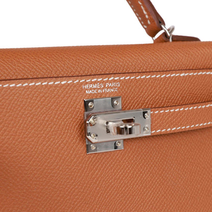 Hermes Kelly 20 Sellier Gold Epsom Palladium Hardware
